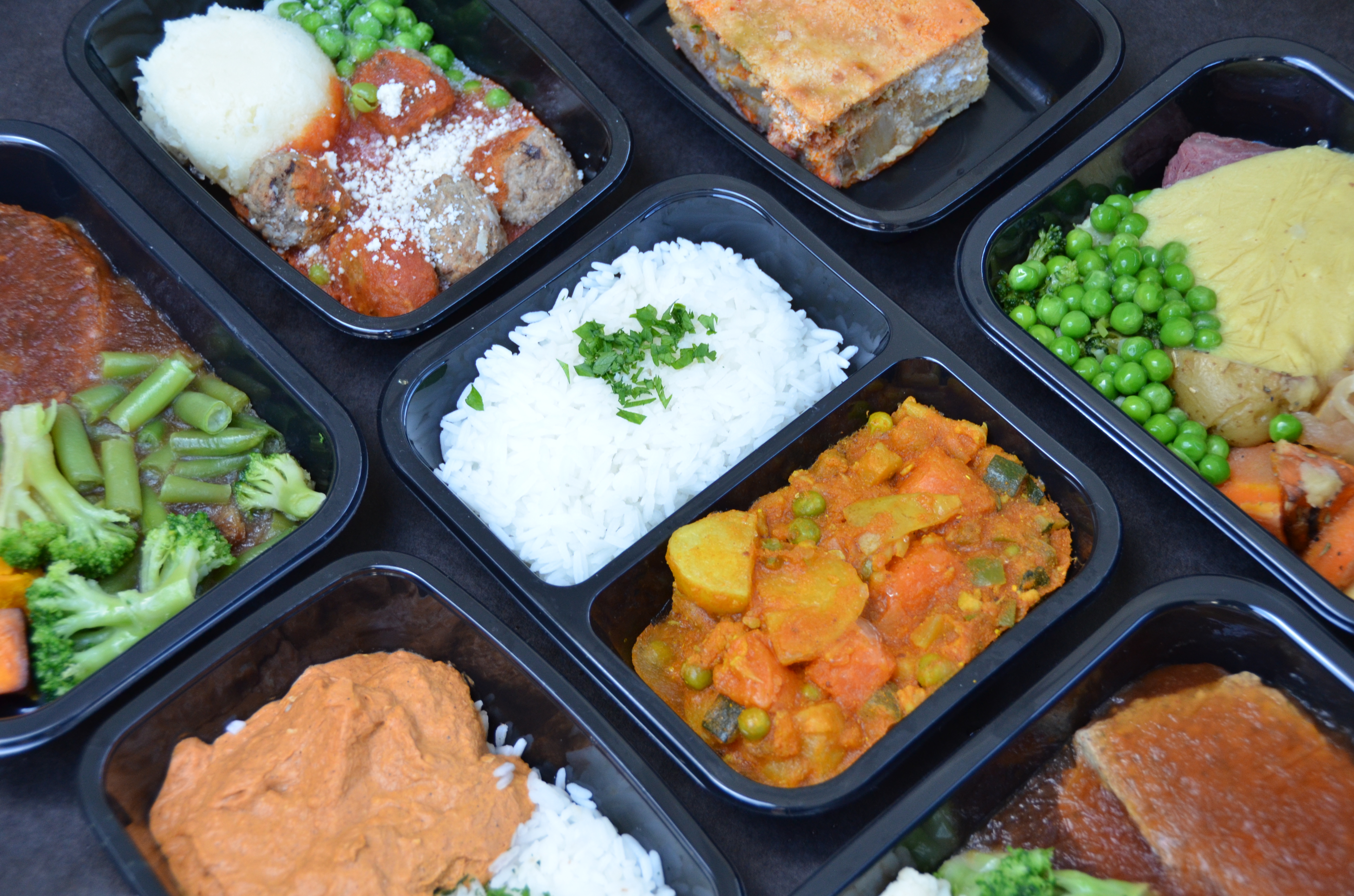 Frozen Meal trays with HomeCater meals.